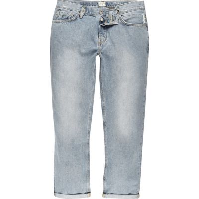 Light blue wash Dean cropped straight jeans